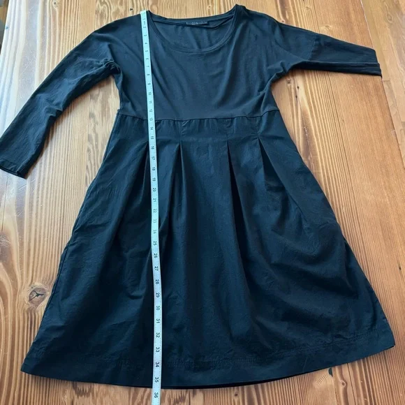COS Pleated Cotton Scoop Neck 3/4 Sleeve Dress - Picture 9 of 9